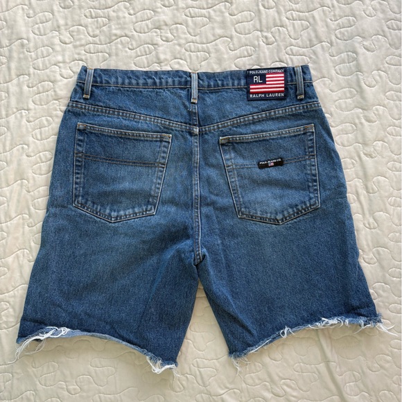 Blue Denim Men’s POLO cut off Shorts - Picture 2 of 4